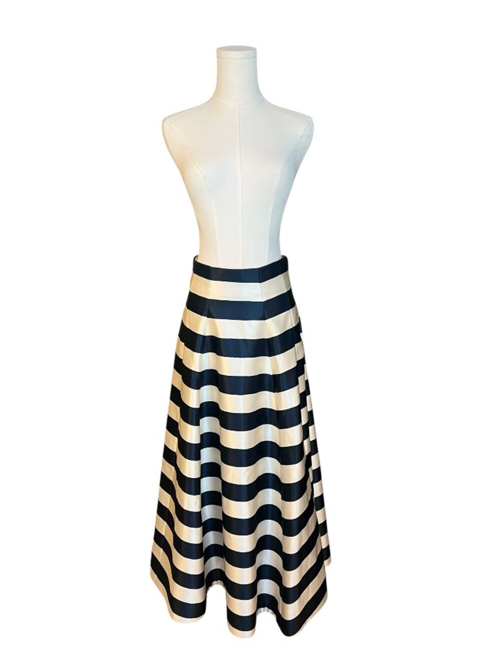 NICHOLAS Striped Satin Maxi Skirt Navy Ivory | US 6